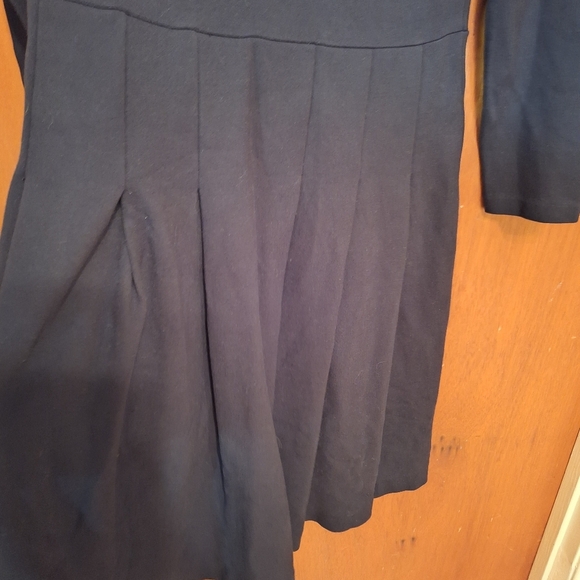 J Crew Ladies Black Dress F8768 Pleated Ponte Size 8 Long Sleeves Slimming - Picture 6 of 6